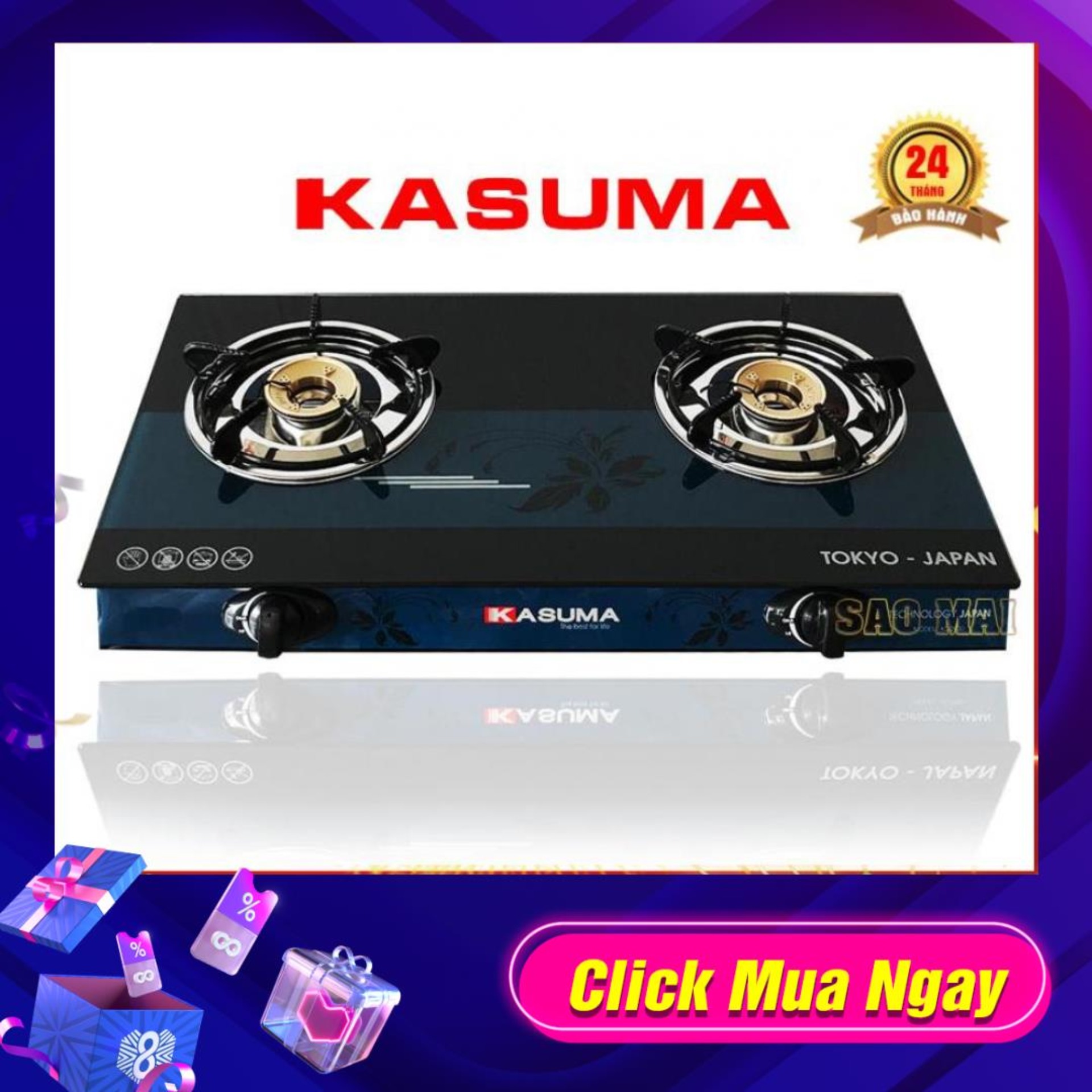 Bếp gas đôi mặt kính KASUMA KS-2900
