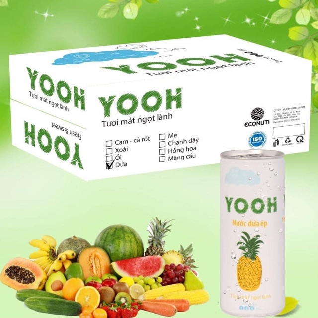 Nước ép Yooh dứa 240ml thùng 24 lon