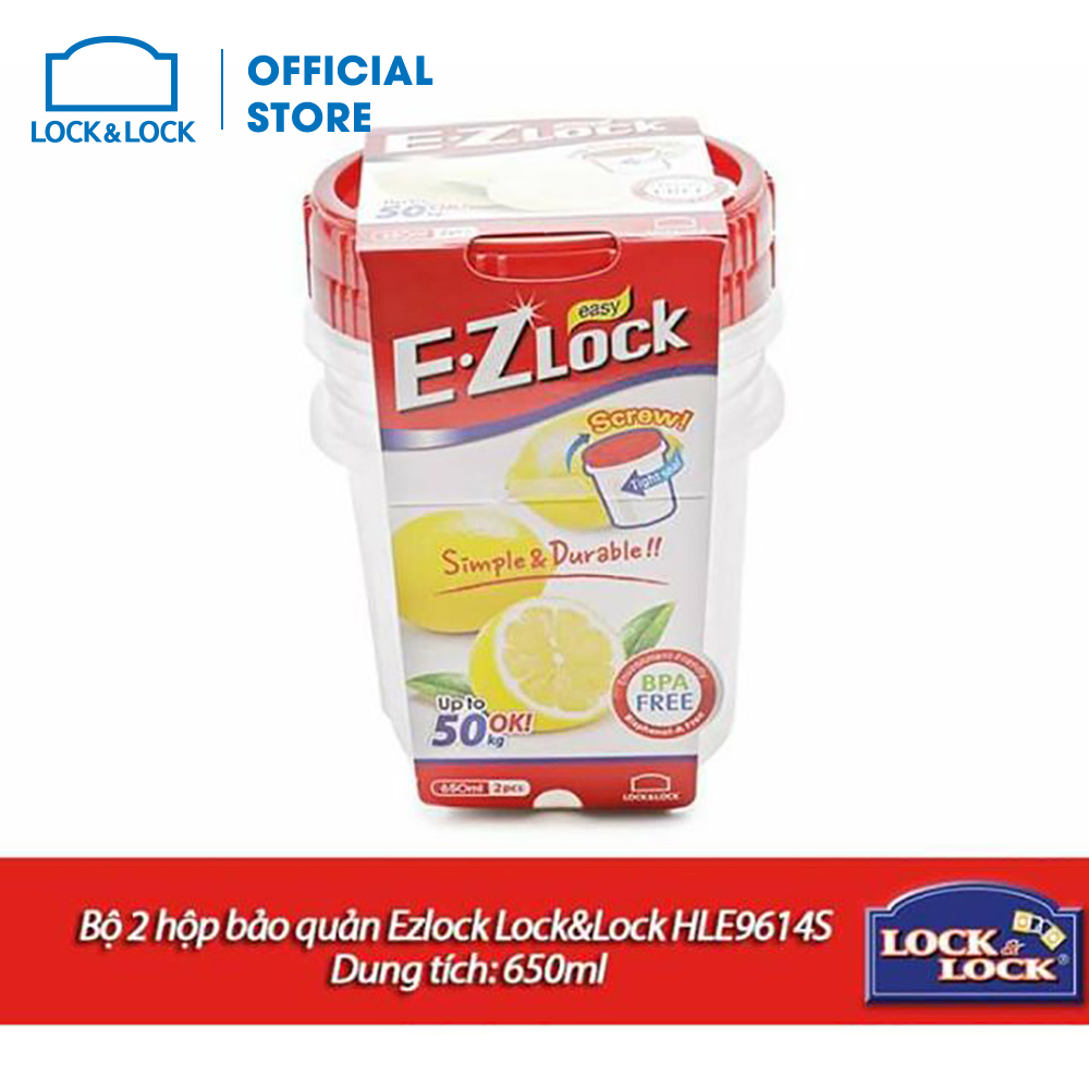 Bộ 2 Hộp Nhựa Ezlock Nắp Đỏ Lock&Lock HLE9614S - 650Ml
