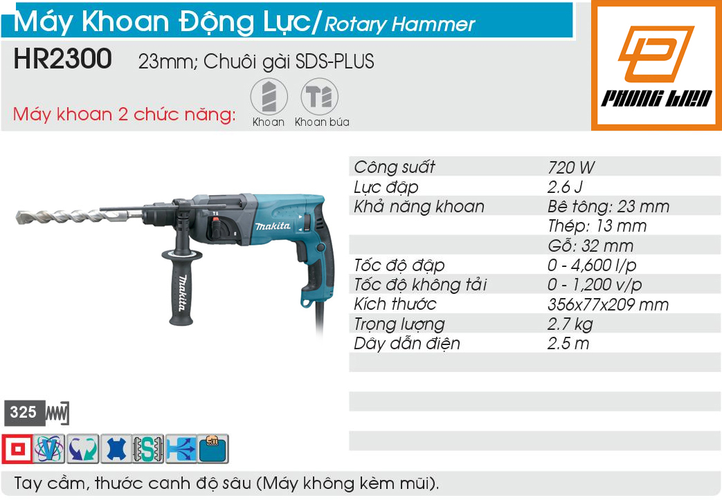 Máy khoan búa Makita HR2230 20mm
