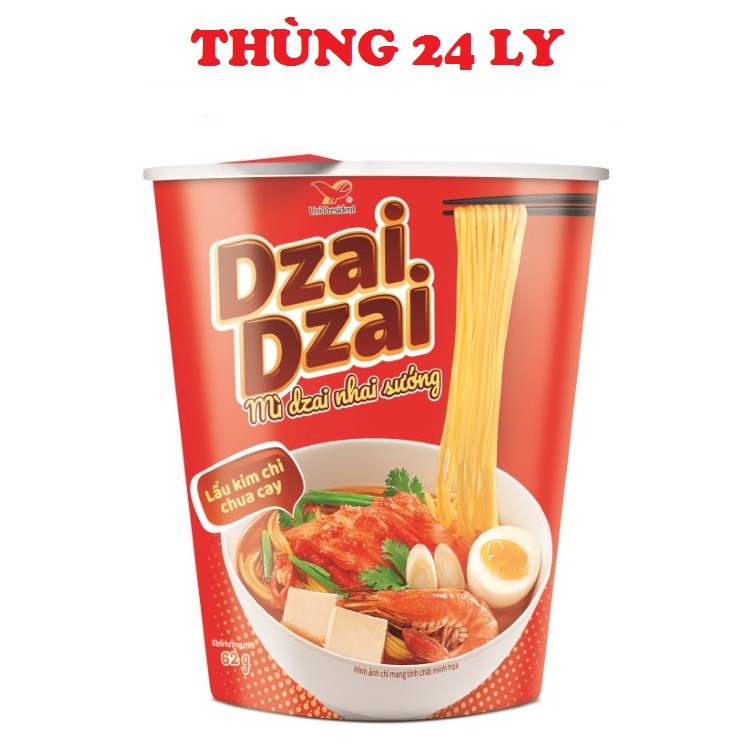 Mì Dzai Dzai Lẩu Kim Chi Chua Cay Thùng 24 ly