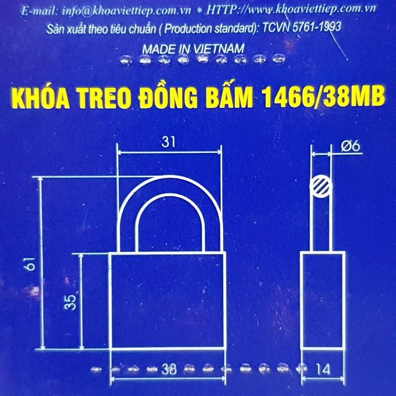 Khóa cửa treo Việt Tiệp 1466/38MB