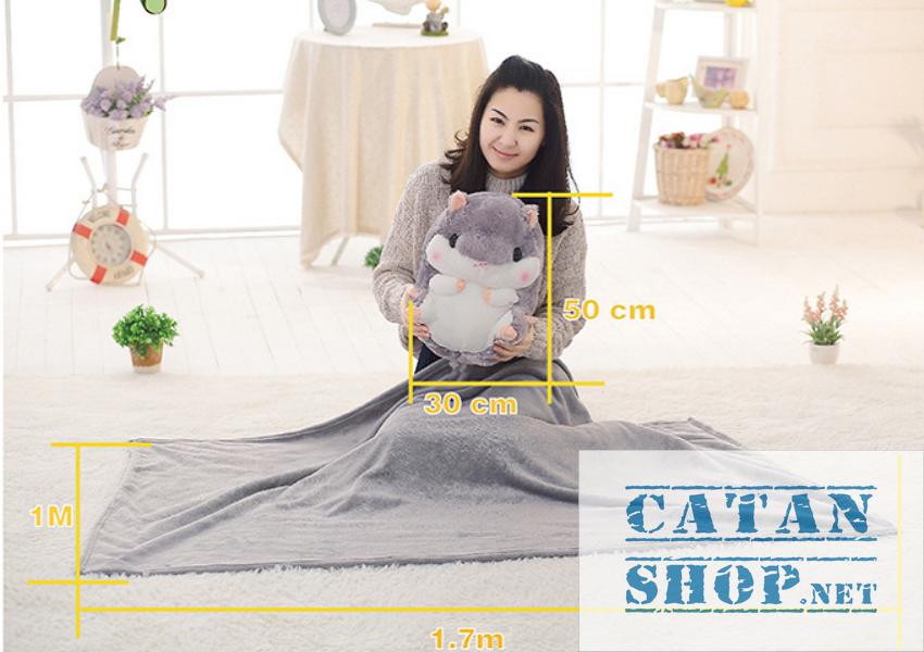 Gối mền hamster  3 trong 1 siêu cute, nỉ nhung cực mịn, chăn gối văn phòng, gấu bông CATAN shop, quà tặng sinh nhật 8/3 20/10