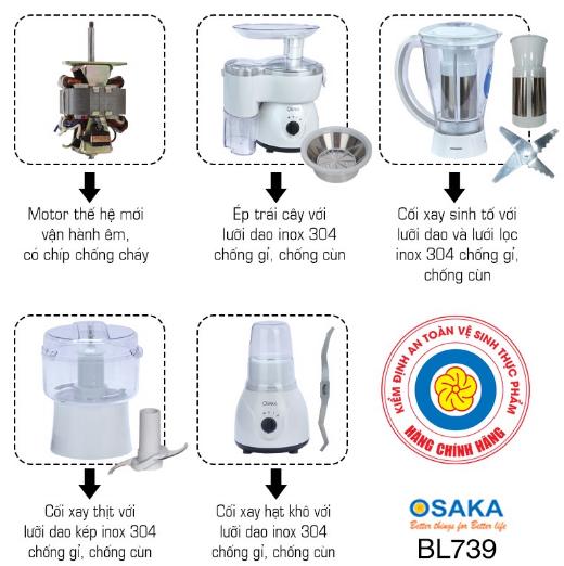 Máy xay ép đa năng Osaka BL739 4 cối