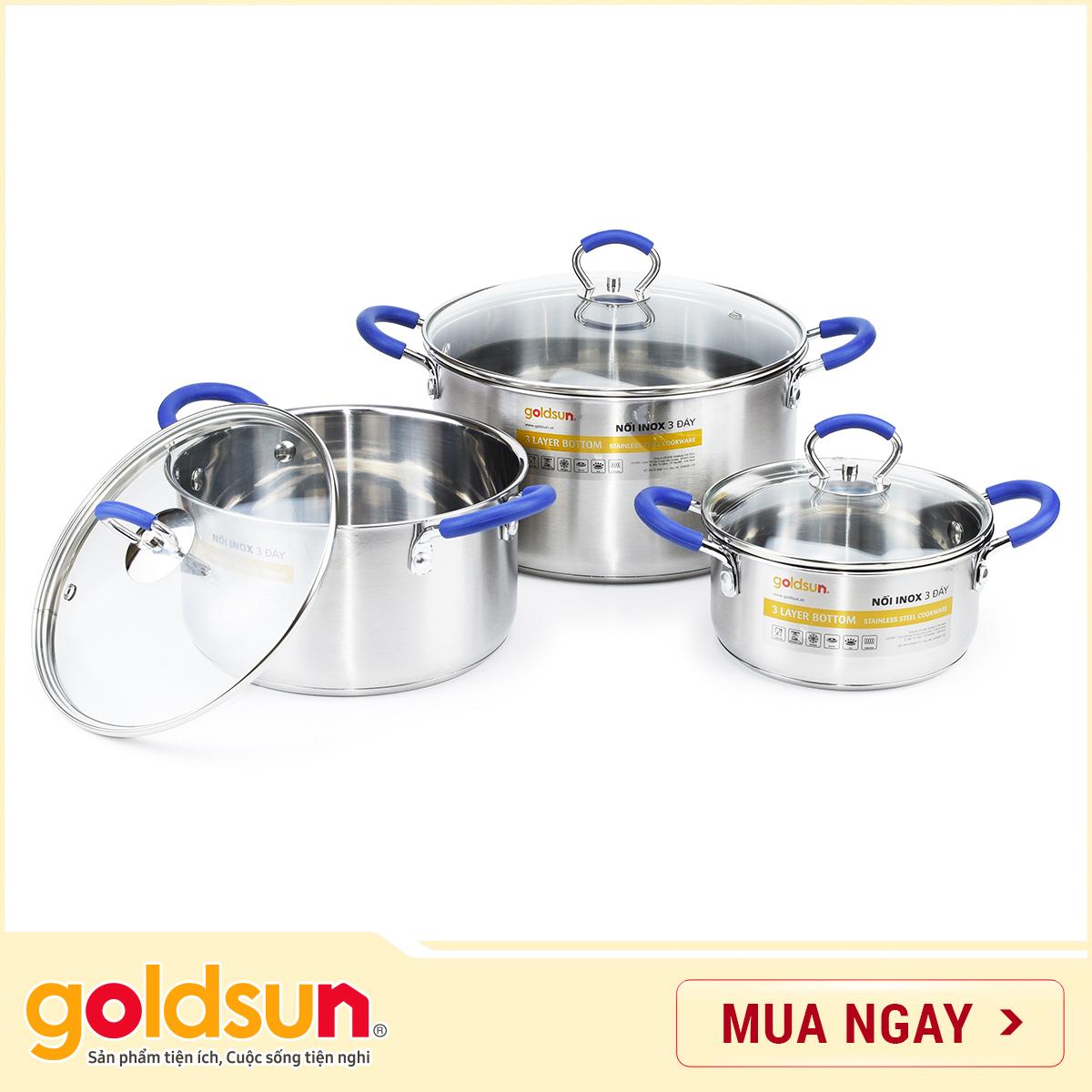 Bộ 3 nồi inox GOLDSUN GH18-3306SG