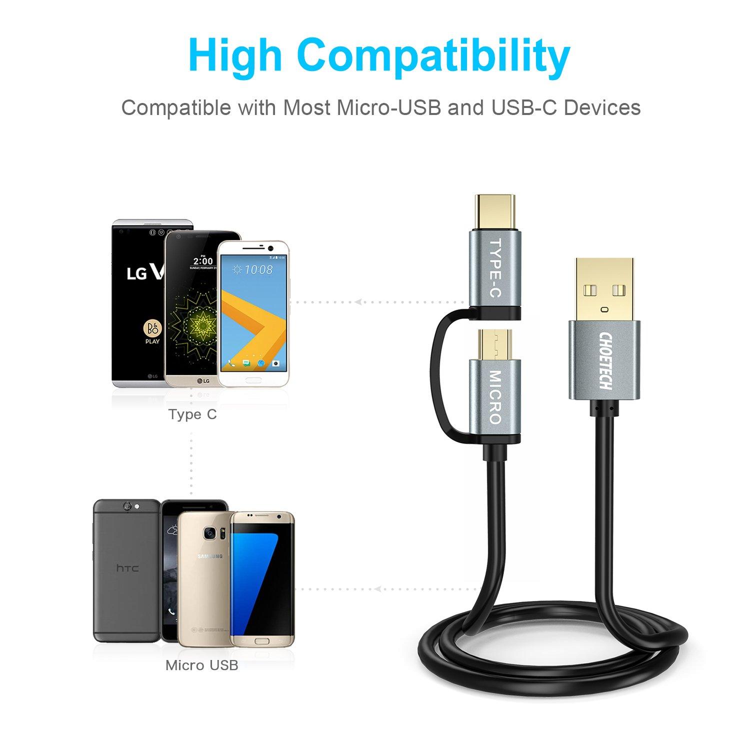 DÂY CÁP SẠC 2IN1 TYPE-C VÀ MICRO USB CHOETECH MIX00021