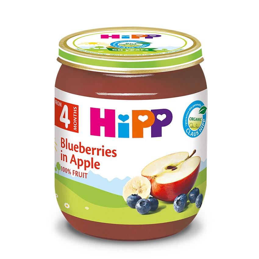 Dinh dưỡng đóng lọ Hipp vị dâu tím, táo tây 125g