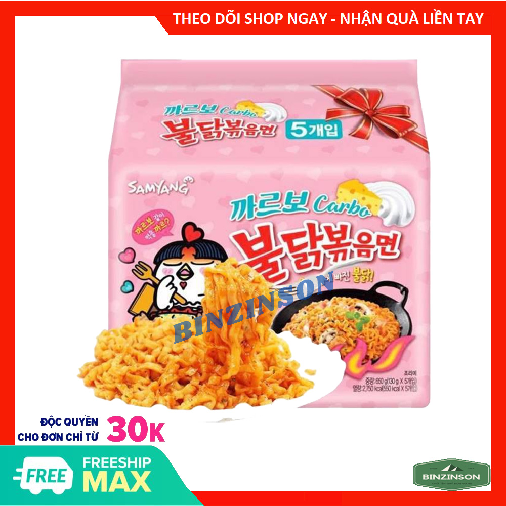 Mì SamYang phô mai carbonara hồng 130g combo 20 gói