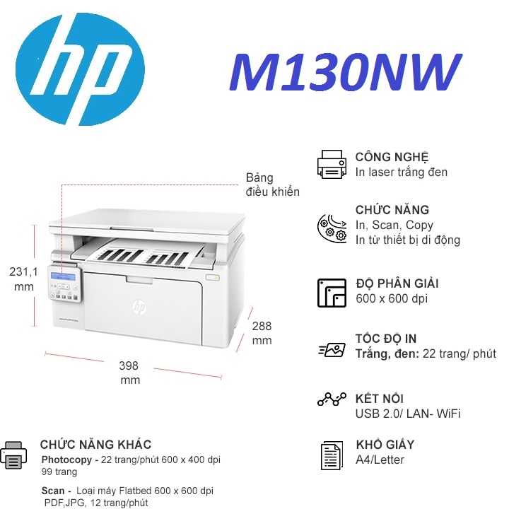 Máy in HP LaserJet Pro MFP M130nw-G3Q58A