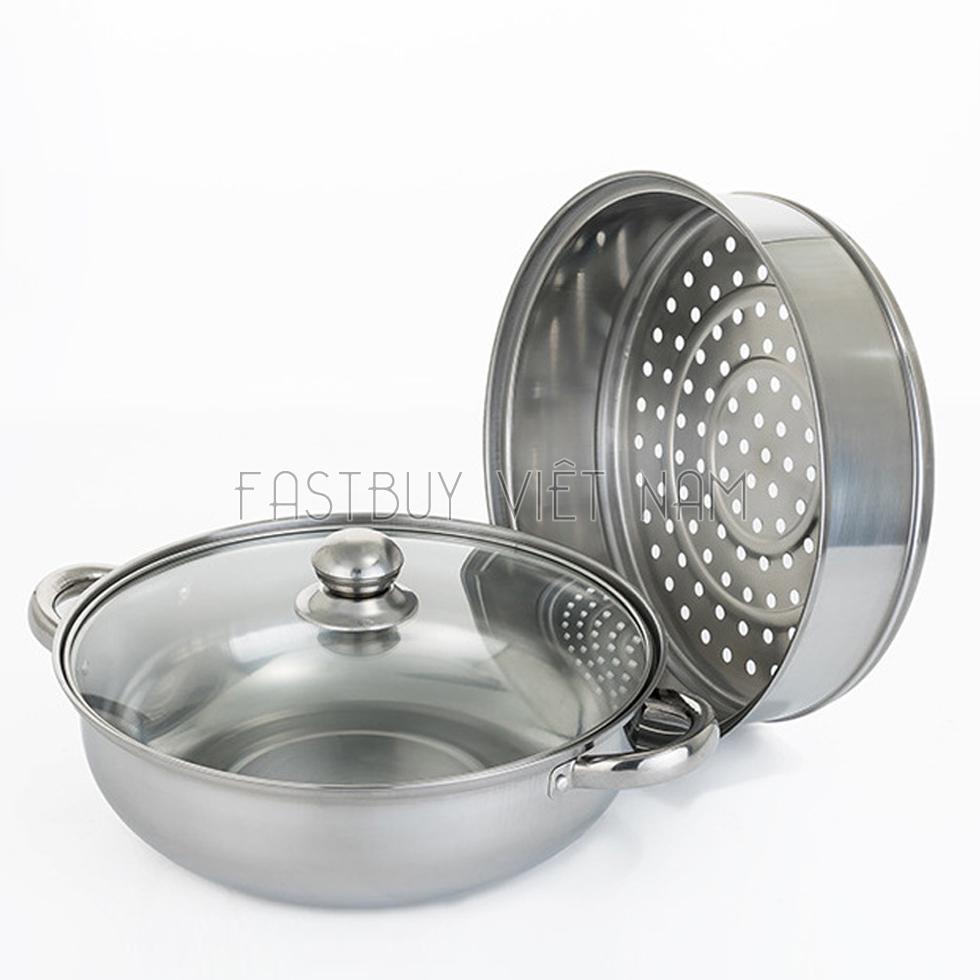 Nồi lẩu xửng hấp 2 tầng