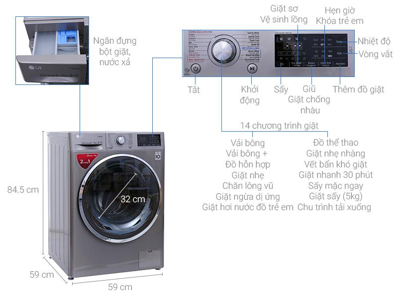 Máy giặt sấy LG FC1409D4E 9kg