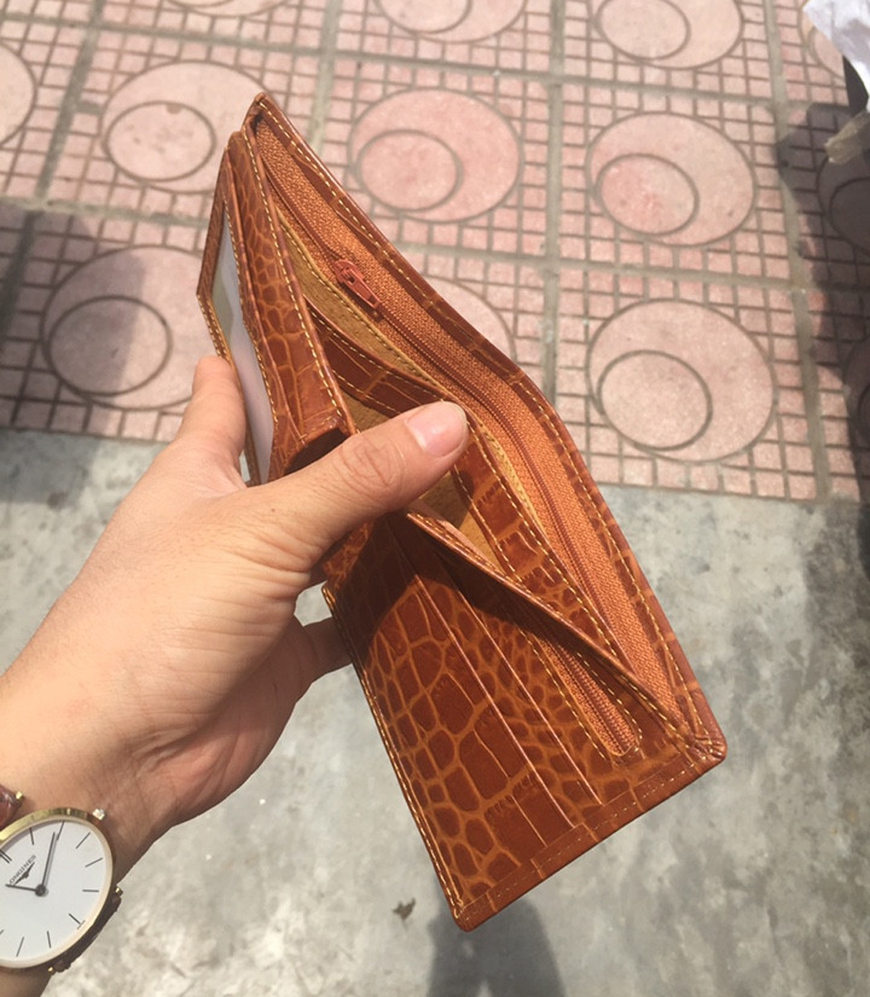 Ví Nam Da Bò Vân Cá Sấu DaH2 V0059