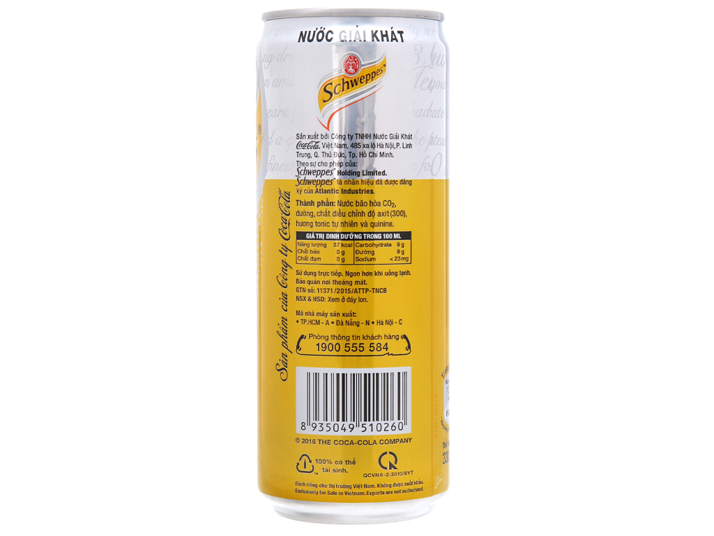 Nước Soda Schweppes Tonic 330ml 6 lon