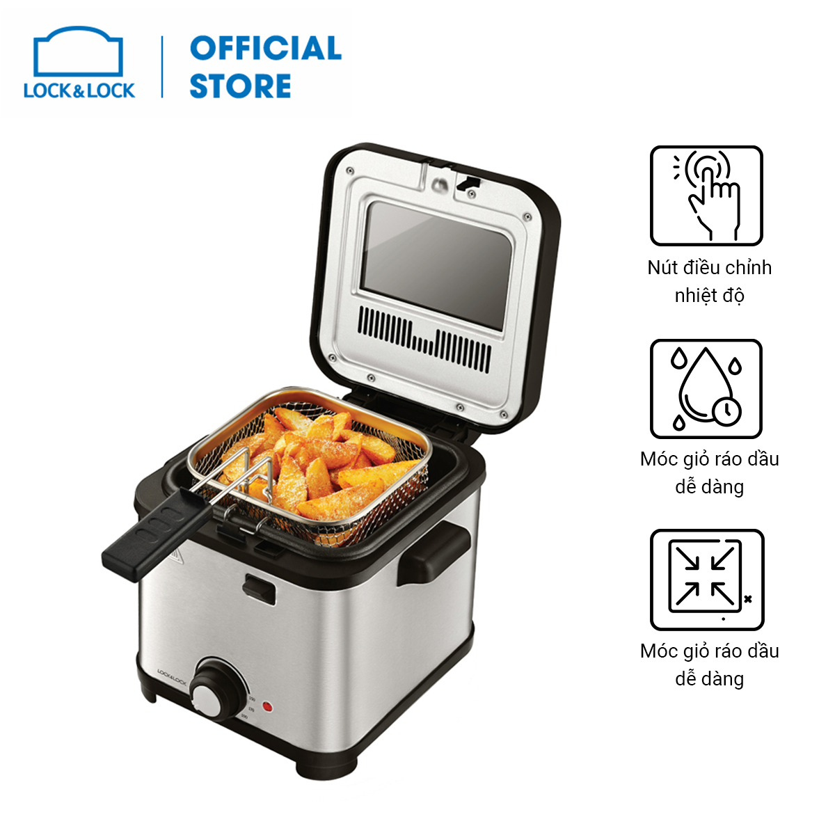 Nồi chiên ngập dầu Lock&Lock Deep Fryer EJF716SLV - 1.5L