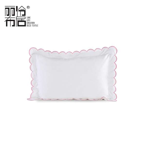 LING HOME DECO TEXTILE 100% Cotton Bộ Gối Dài Đồ Nội Thất Showroom Thêu Hoa Vỏ Gối Mô Hình Trên Giường Cung Cấp Màu Trắng