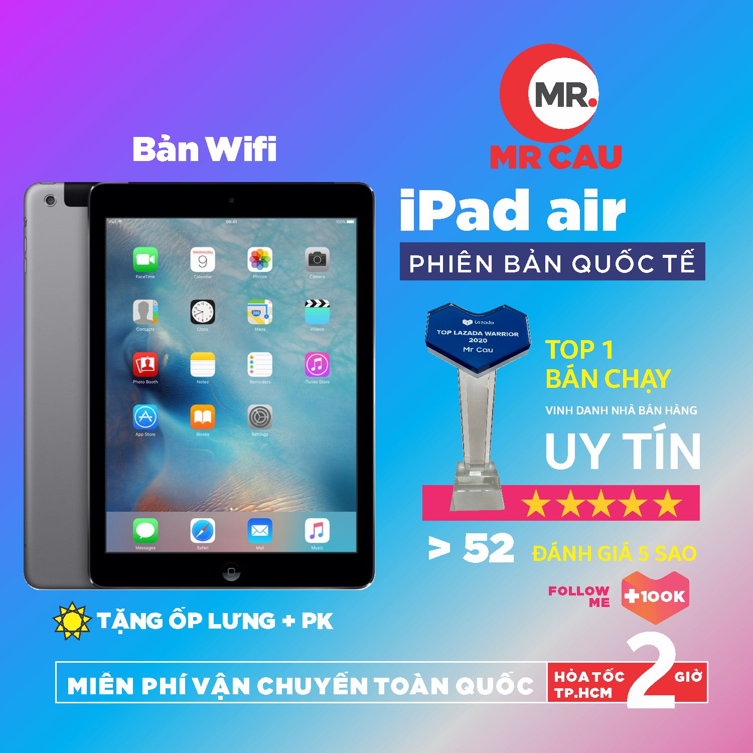Máy tính bảng Apple iPad Air - Hàng cũ - 16GB, Wifi, 9.7 inch