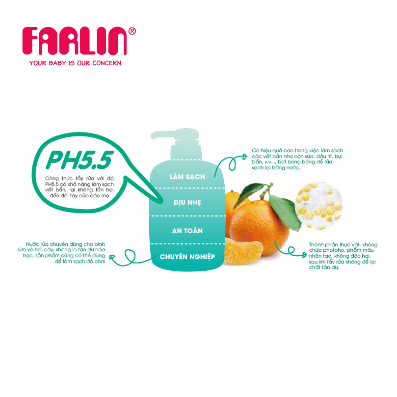 Nước rửa bình sữa Farlin 500ml