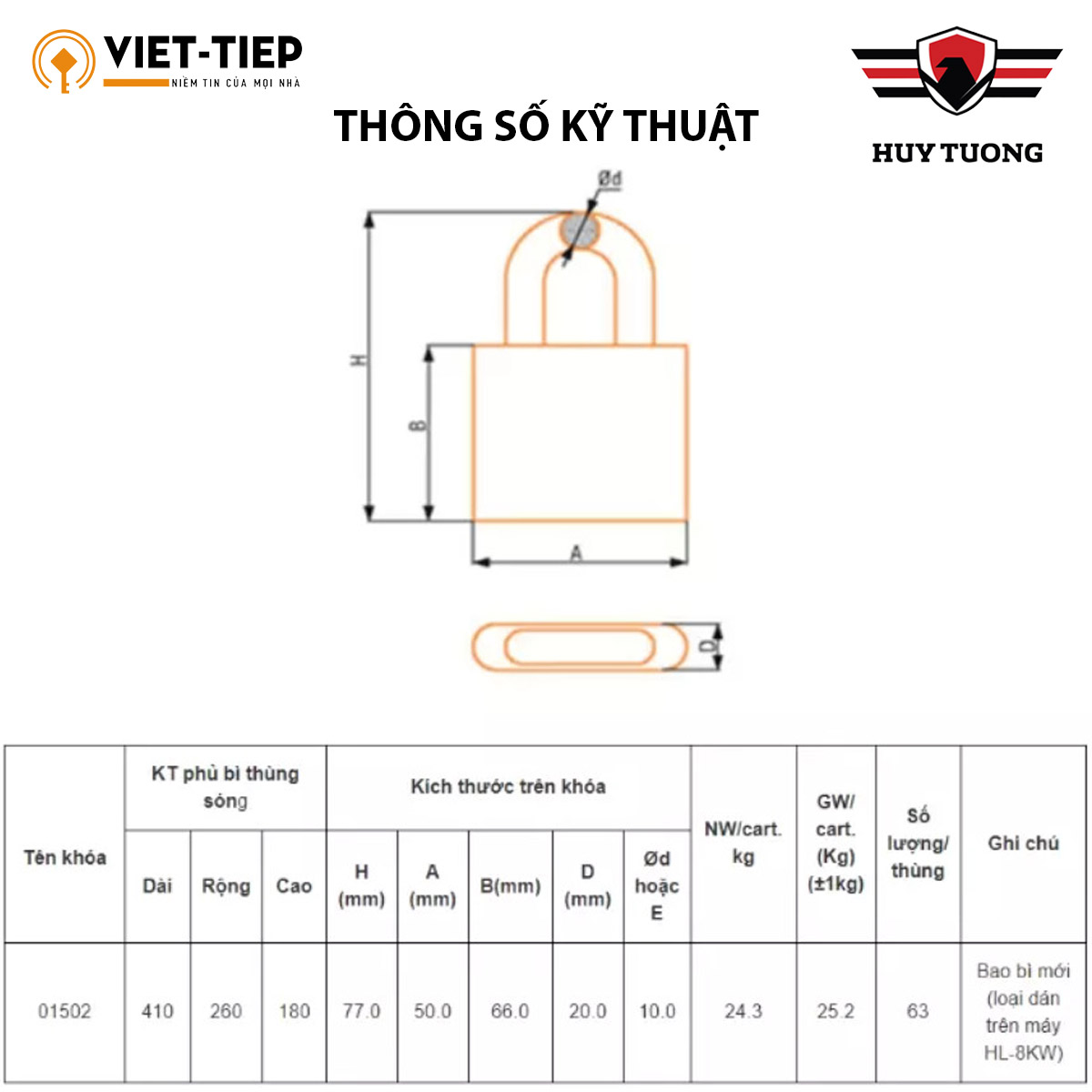 Ổ Khóa Việt Tiệp 01502