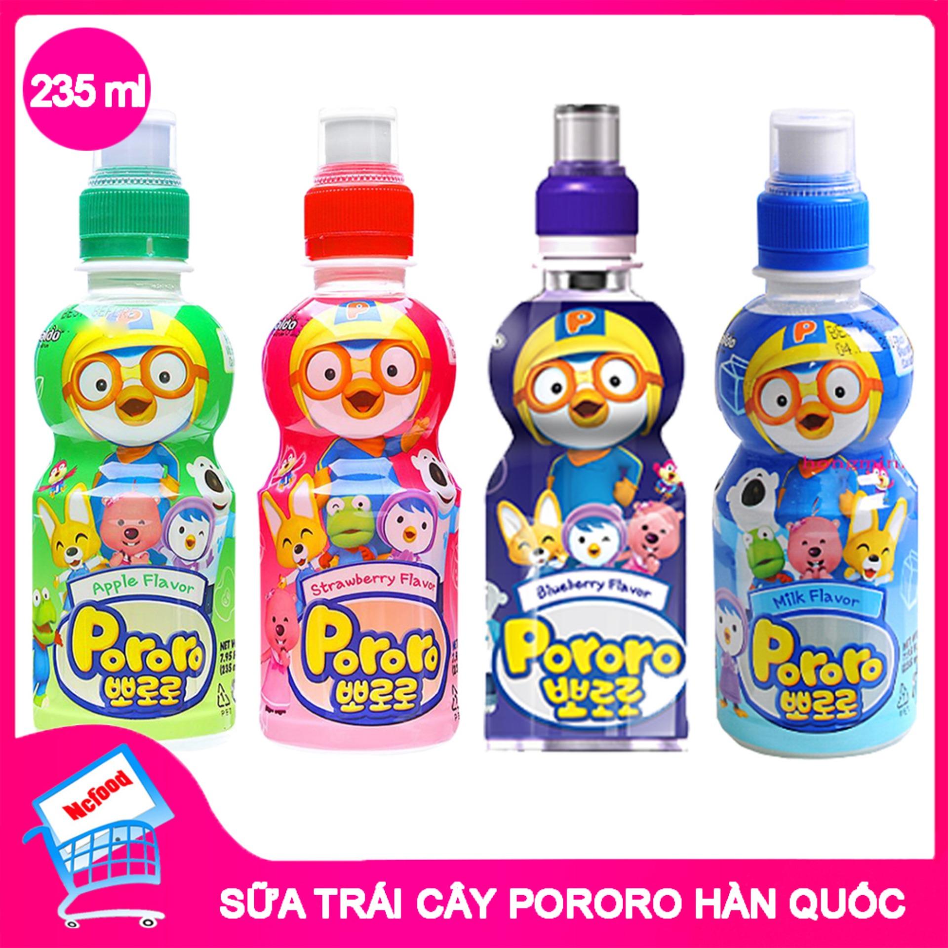 Combo chai Nước trái cây Pororo đủ vị (Việt Quất,Dâu,Táo,Sữa)