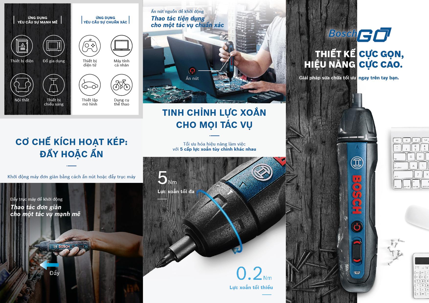 Máy vặn vít dùng pin Bosch GO