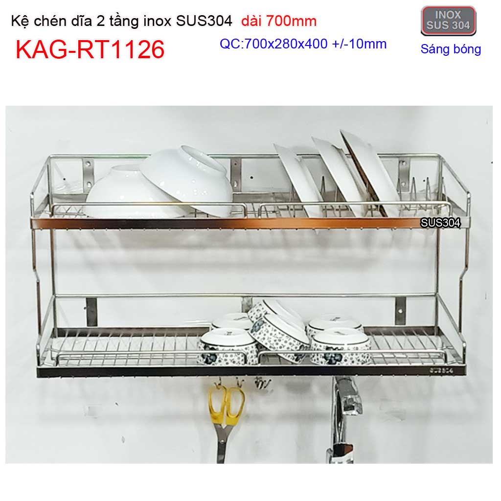 KỆ ĐỰNG CHÉN BÁT 2 TẦNG INOX KAG-RT1126
