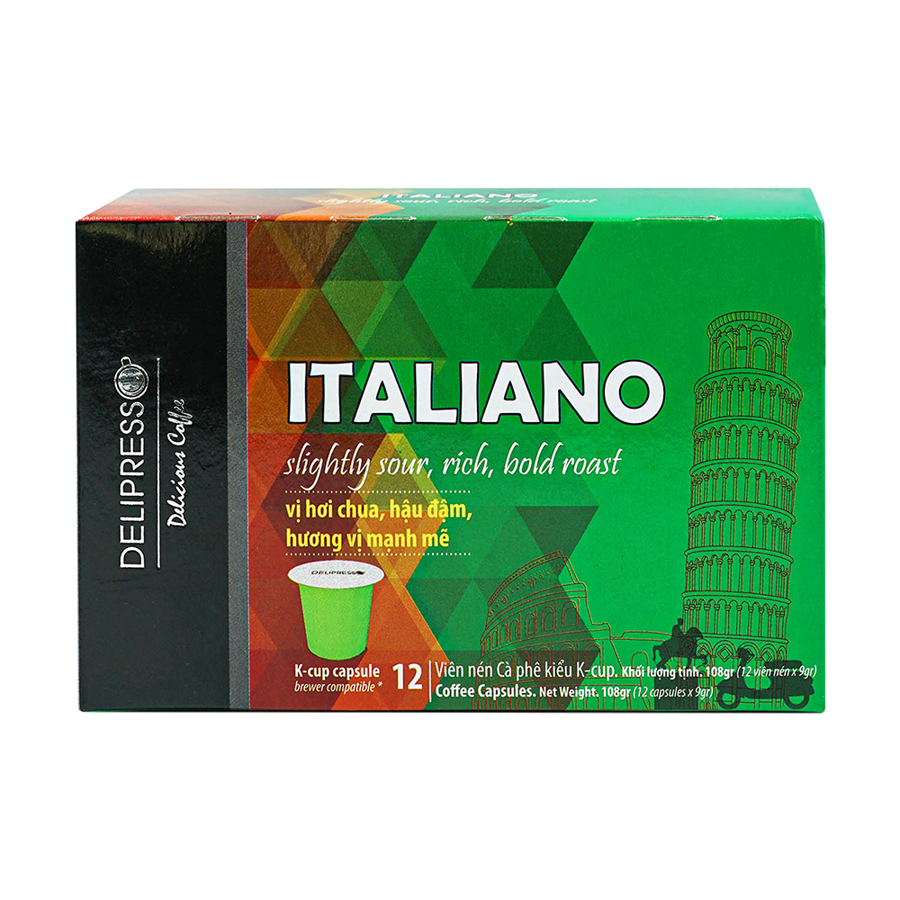 Cà phê Delipresso Italiano 12 viên 9g