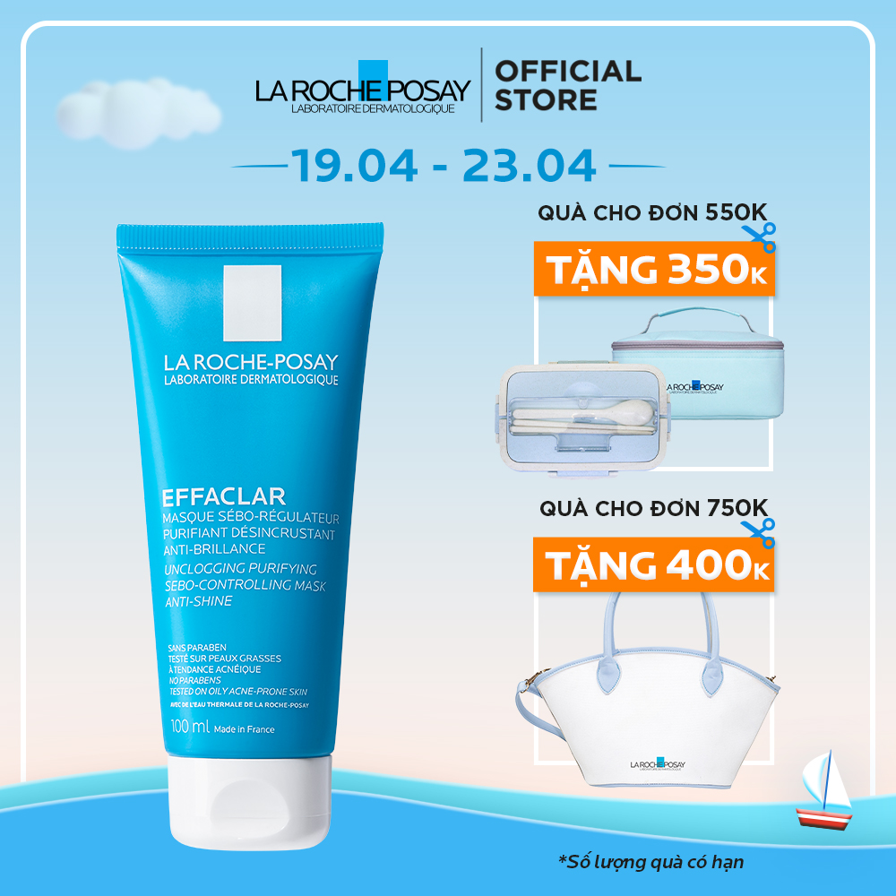Mặt nạ bùn giúp làm sạch sâu, giảm mụn & giảm bóng nhờn trên da La Roche-Posay Effaclar Unclogging Purifying Sebo-Controlling Mask Anti-Shine 100ml
