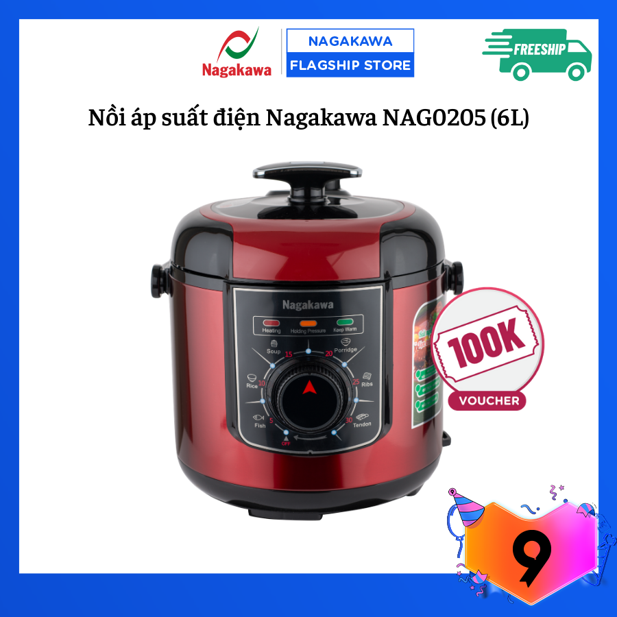 Nồi Áp Suất Nagakawa NAG0205 6L