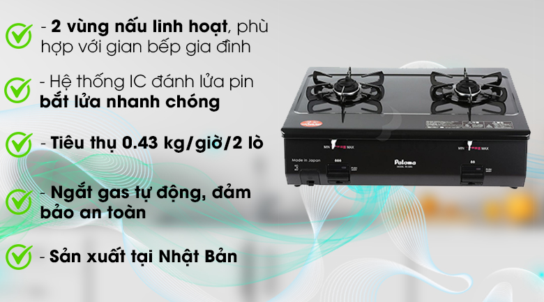 Bếp gas Paloma PA-209J đôi