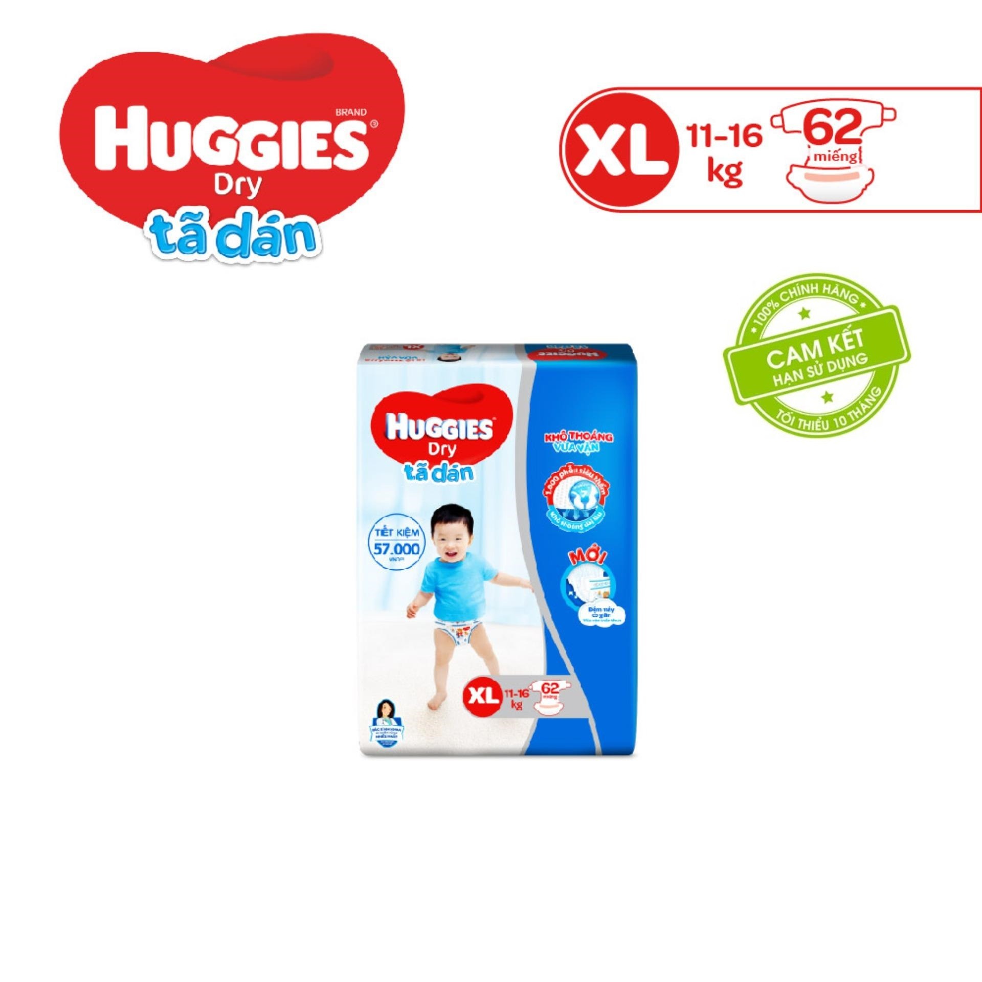 TÃ DÁN HUGGIES XL62 (11-16KG)