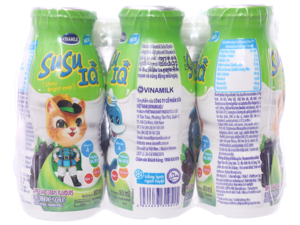 Sữa chua uống SuSu hương táo 80ml Lốc 6 chai