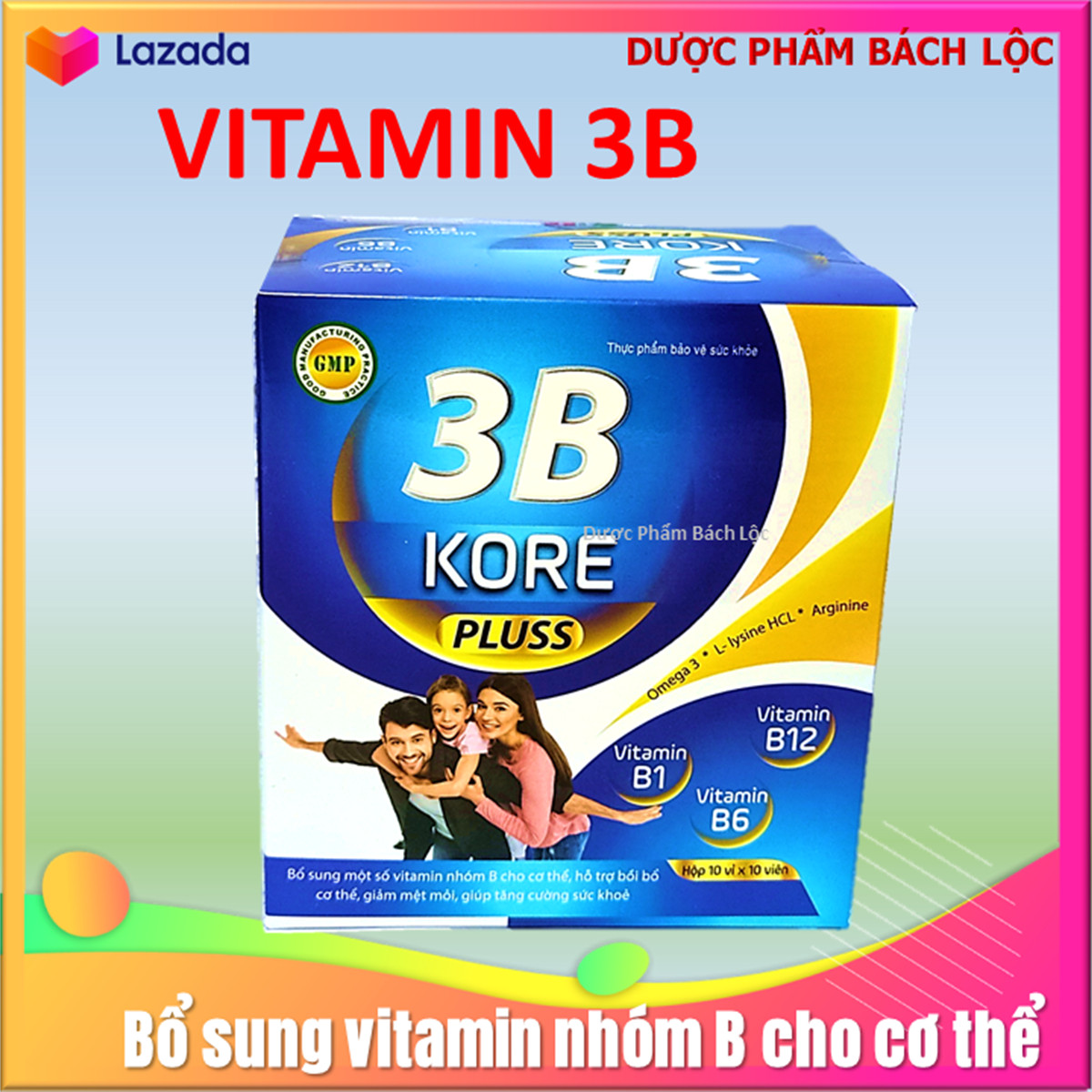 Viên uống bổ sung vitamin 3B Kore Pluss Giúp bồi bổ sức khỏe, hỗ trợ bổ thần kinh, giảm đau xương khớp hộp 100v