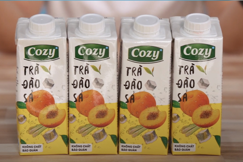 Trà Đào Sả Cozy 225ml 3 lốc