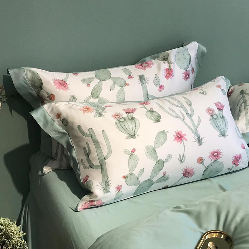 60 Tencel Hoa In Vỏ Gối Sản Phẩm Duy Nhất Mượt Rouran Giản Lược Người Lớn Gối Hình Phong Thư 48 × Một Cặp