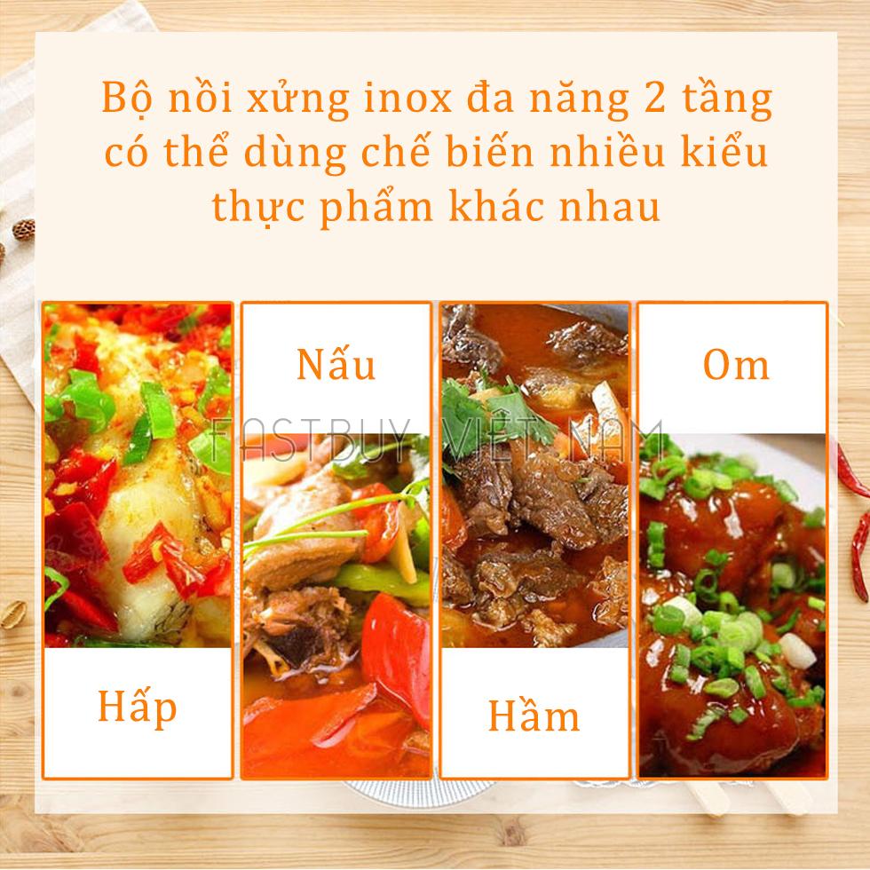 Nồi lẩu xửng hấp 2 tầng