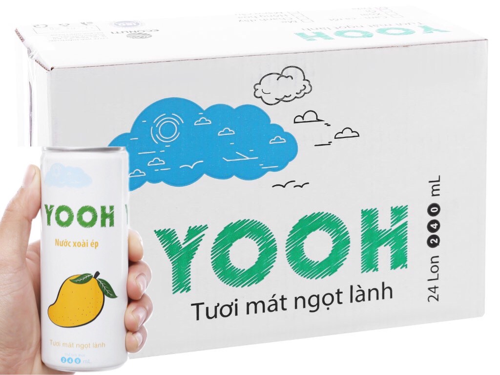 Nước ép Yooh xoài 240ml thùng 24 lon