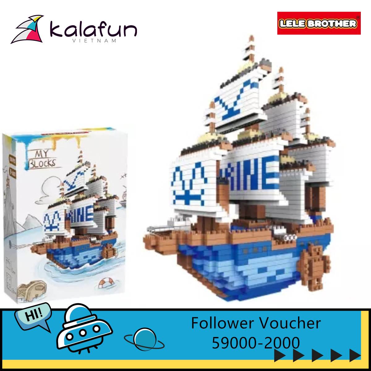 Đồ chơi lắp ráp Tàu chiến Đảo hải tặc One Piece Garps Warship Lele Brother 8266