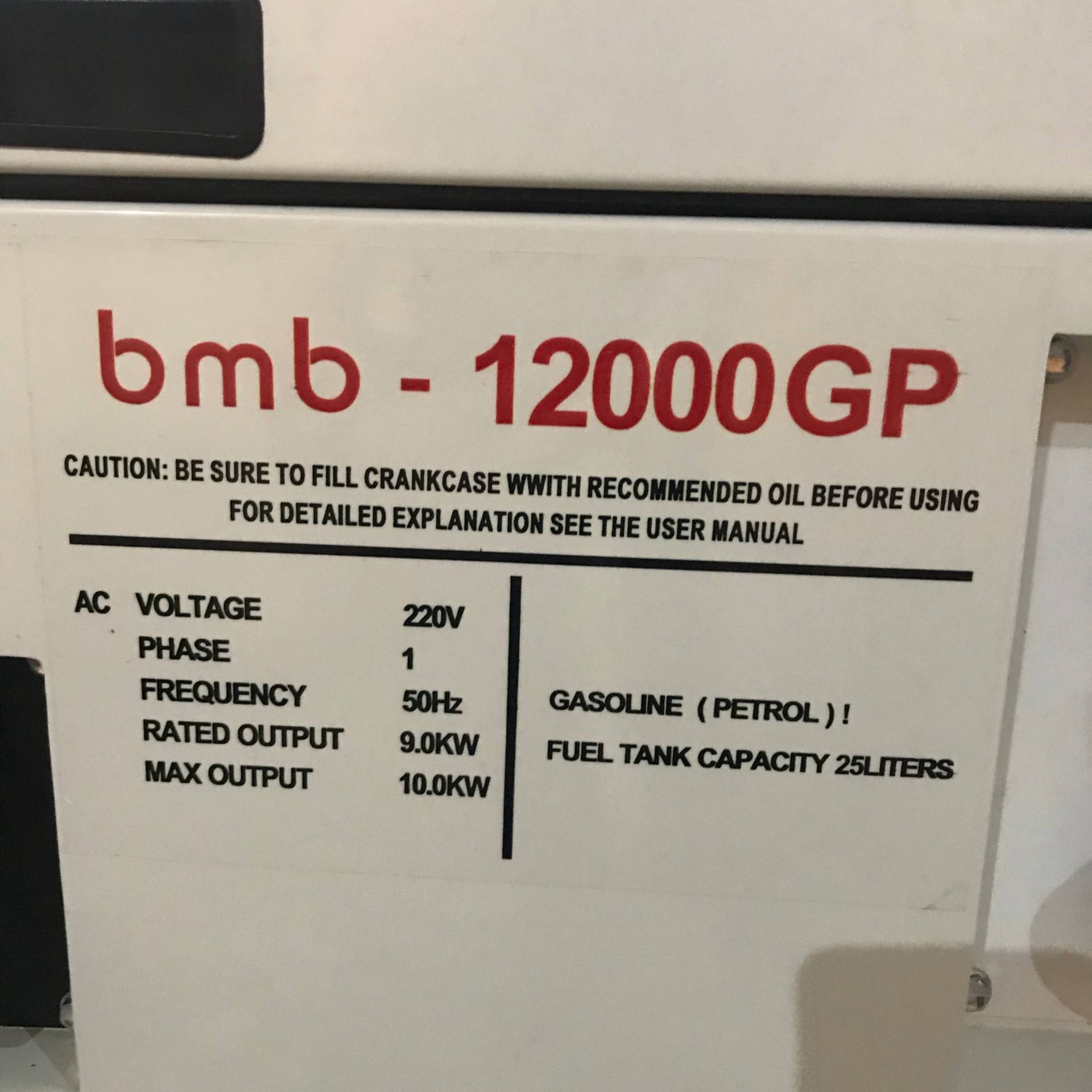 MÁY PHÁT ĐIỆN BAMBOO 12000GP 10KWW