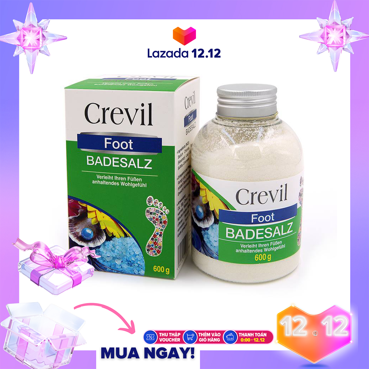 Muối khoáng ngâm chân Crevil foot badesalz - 600g