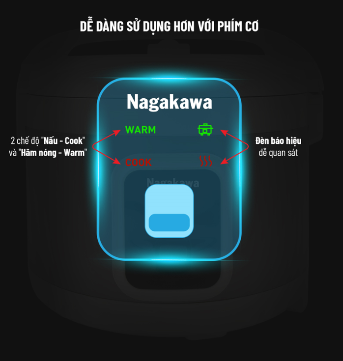 Nồi cơm điện NAGAKAWA NAG0132 1,8L