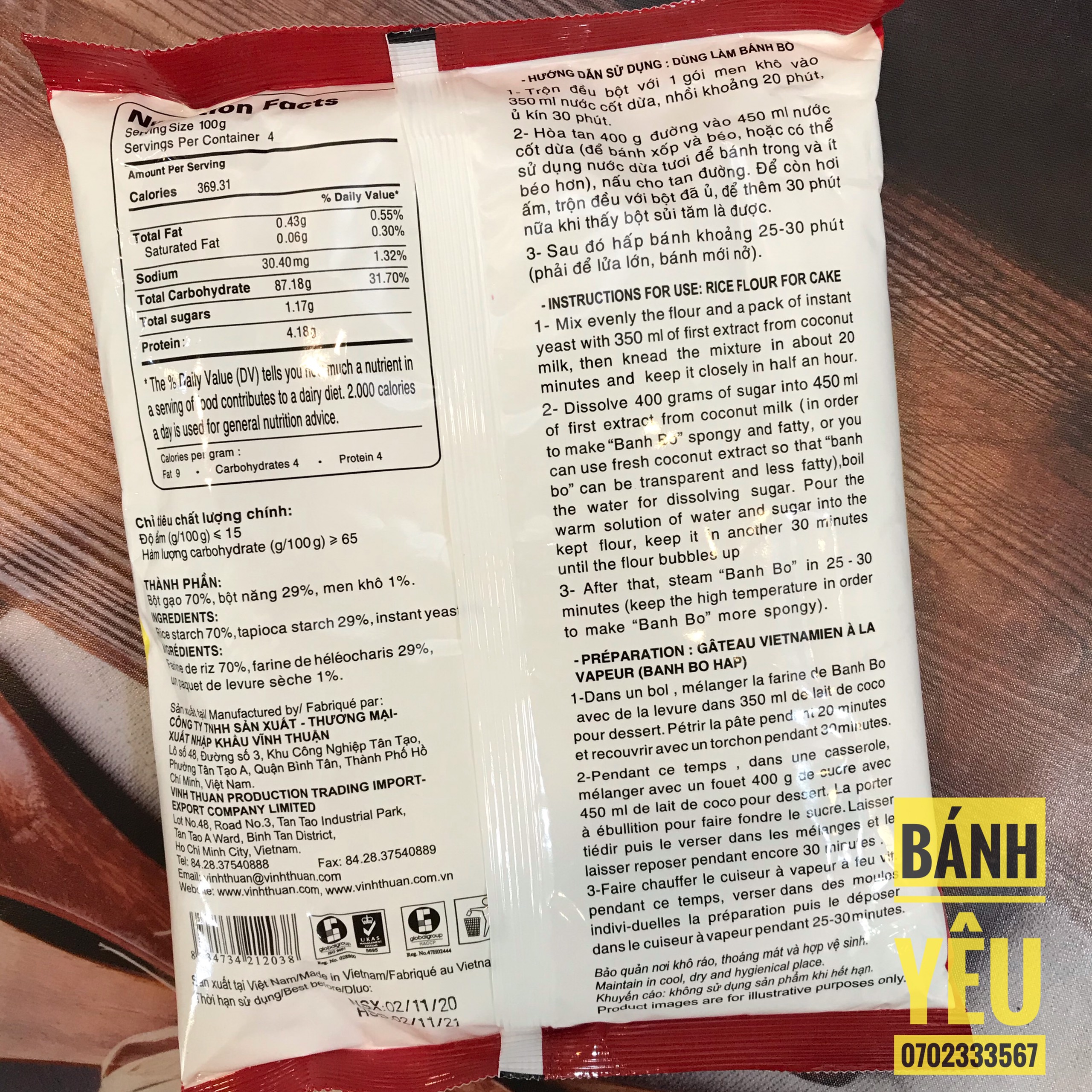 Bột bánh bò Vĩnh Thuận 400g