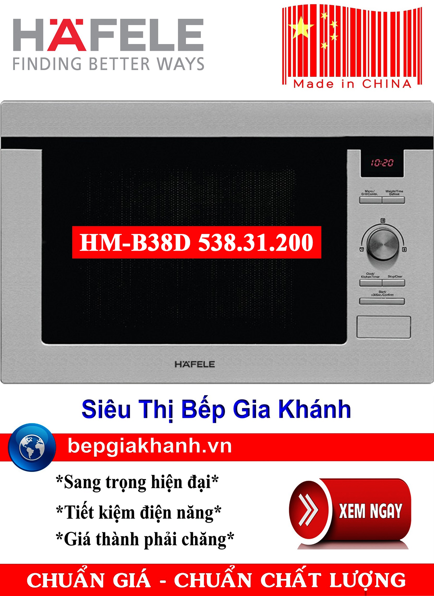 Lò vi sóng kết hợp nướng Hafele HM-B38D 538.31.200