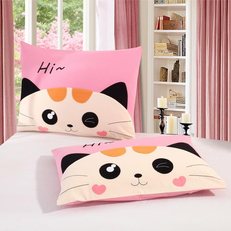 Nhật Bản Tranh Minh Họa Kinecat Đáng Yêu Mèo 100% Cotton Vải Ghép Phụ Nữ Duy Nhất Vỏ Gối Vỏ Gối (Không Bao Gồm Ruột Gối)