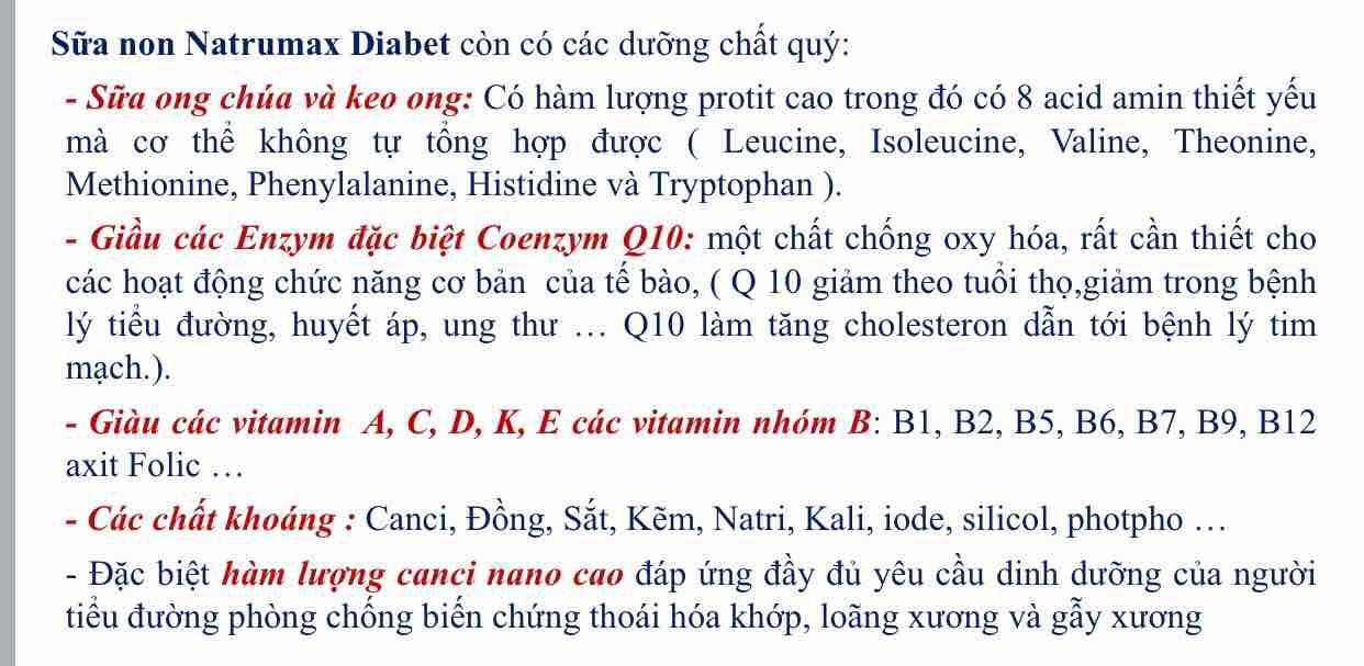 Sữa non Natrumax Diabet 800g