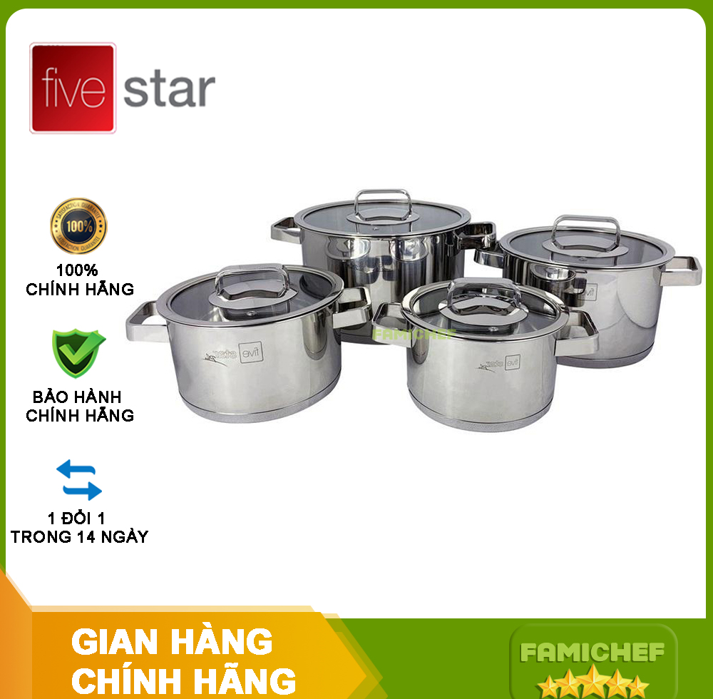 BỘ 4 NỒI INOX FIVESTAR FS08NKB