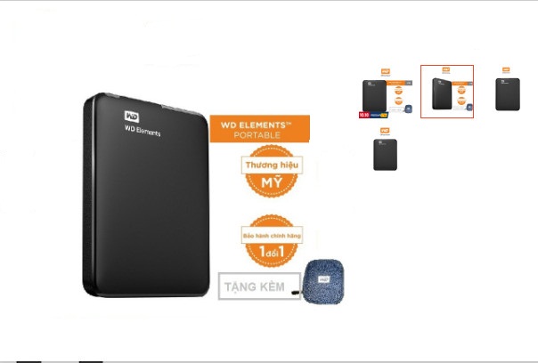 Ổ cứng di động HDD Western Digital 4TB Elements 2.5 Inch USB 3.0 WDBU6Y0040BBK