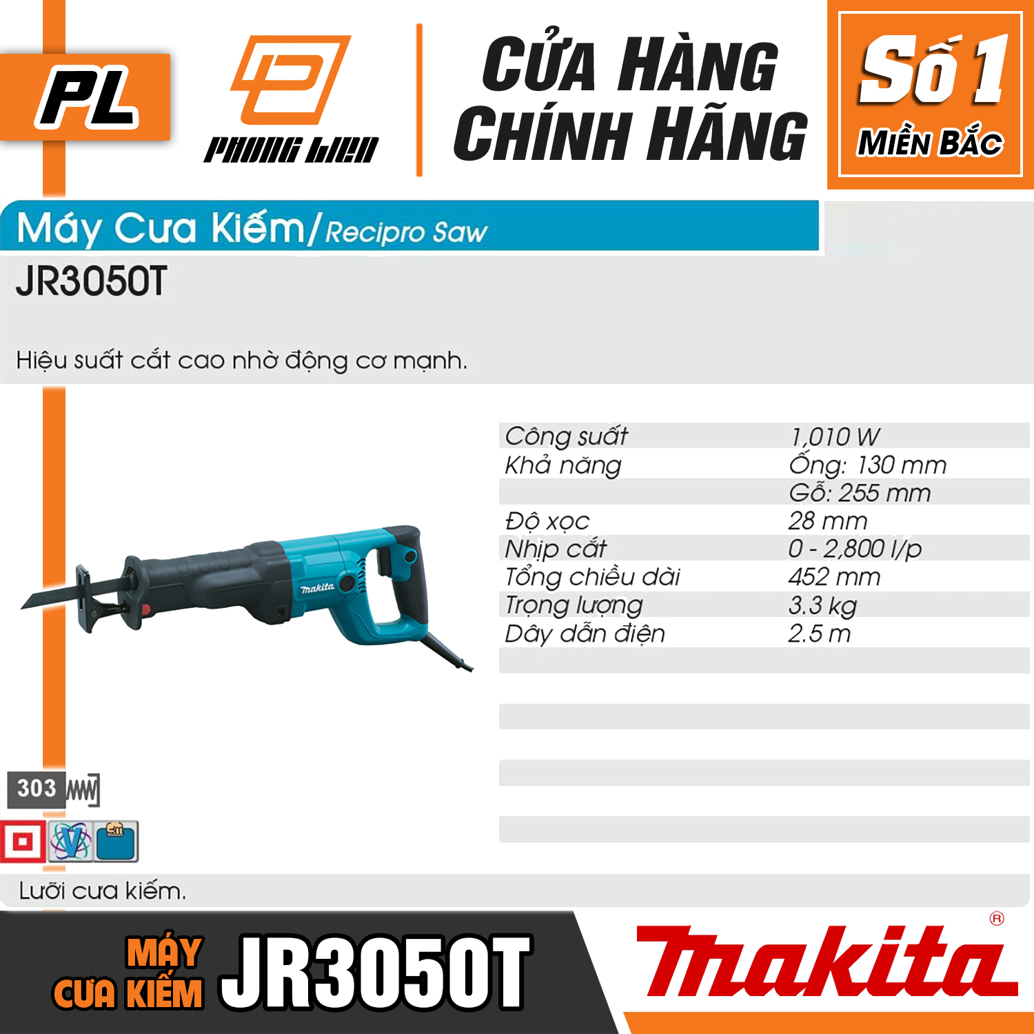 Máy cưa kiếm Makita JR3050T