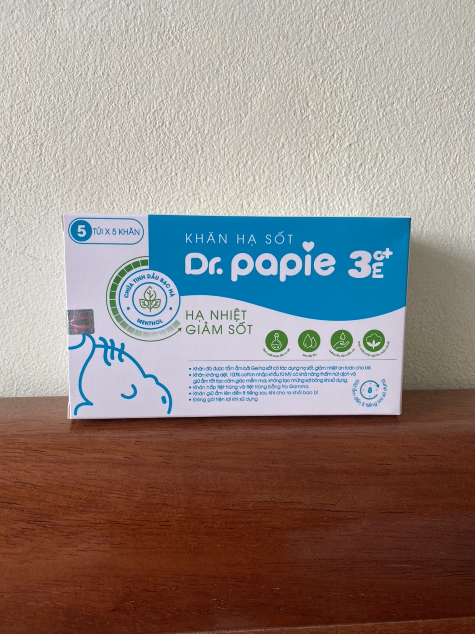 Khăn lau hạ sốt Dr.Papie 0M+ (25 tờ)