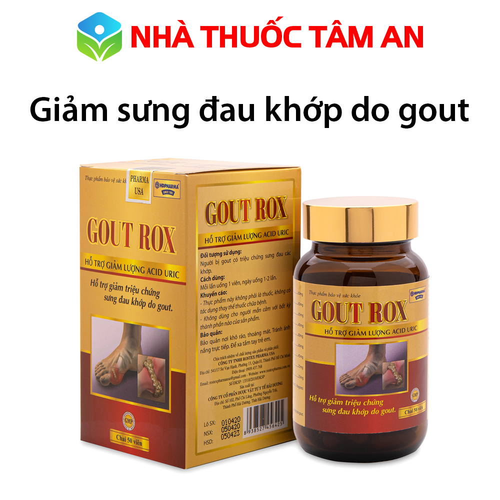 Viên uống Gout Rox giúp giảm acid uric giảm triệu chứng đau sưng khớp