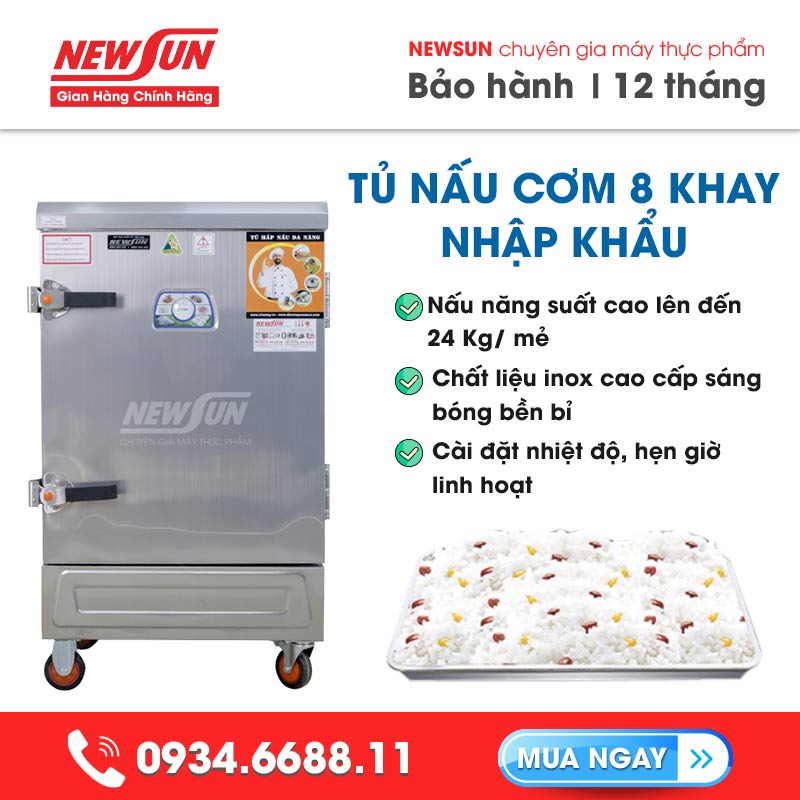 Tủ Nấu Cơm Bằng Gas NEWSUN 8 Khay